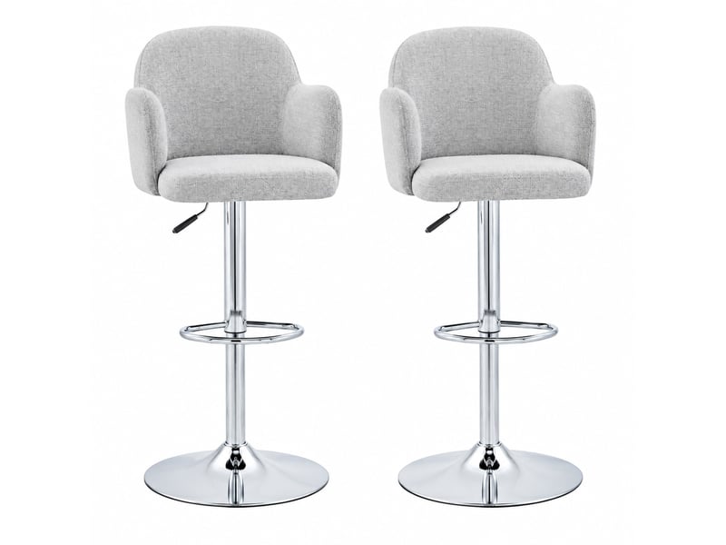 Lot de 2 tabourets de bar pivotants 360° réglables en hauteur - lpospi - accoudoirs, tissu gris clair  - Conforama A
