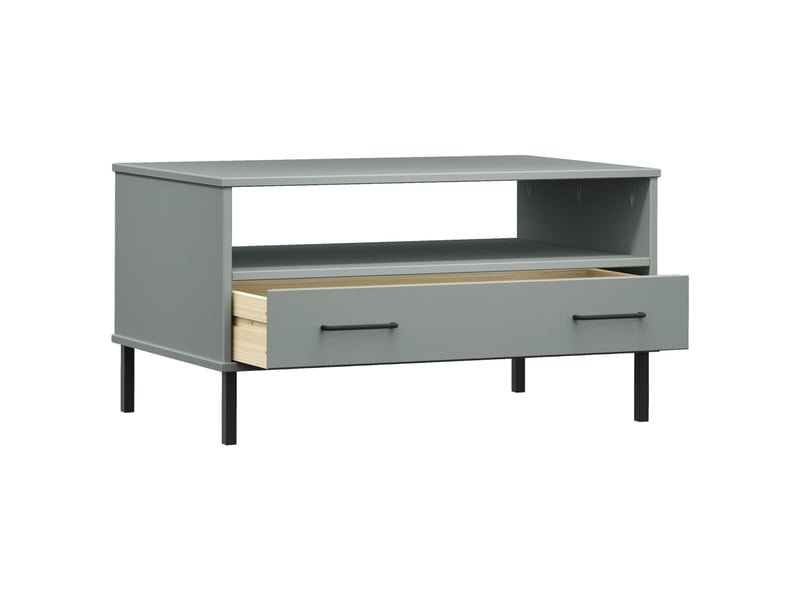  Table basse | table d'appoint salon avec pieds en métal gris 85x50x45 cm bois oslo  - Conforama E