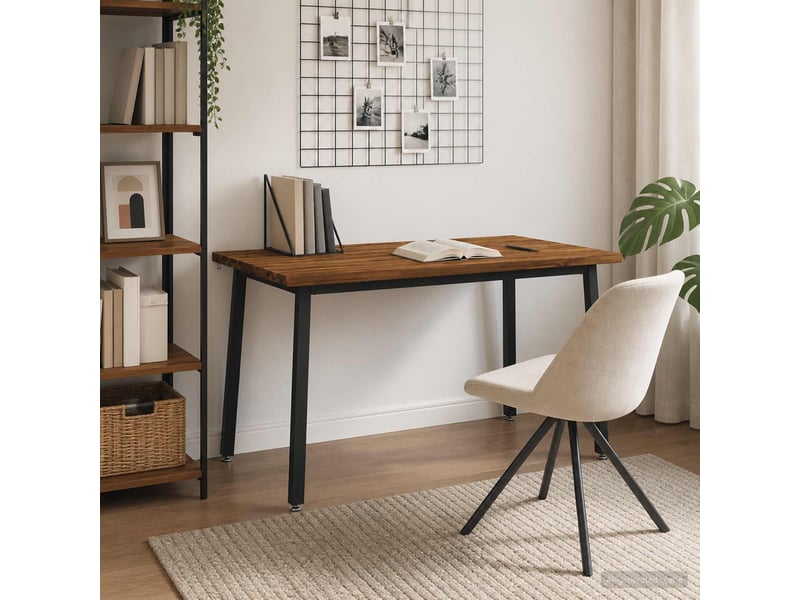 Table à manger moderne 140x70x75 cm bois d'acacia massif naturel et noir shl62371 - Conforama B