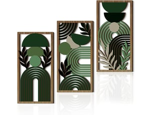 Ensemble de 3 tableaux abstraits bohèmes – décoration murale – décoration murale en bois (20 x 40 cm, environ 0,5 cm d'épaisseur)