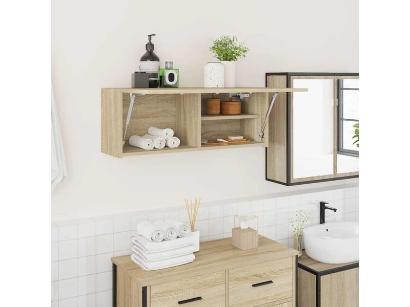 Armoire murale de bain chêne sonoma 80x25x30 cm bois ingénierie - Conforama B