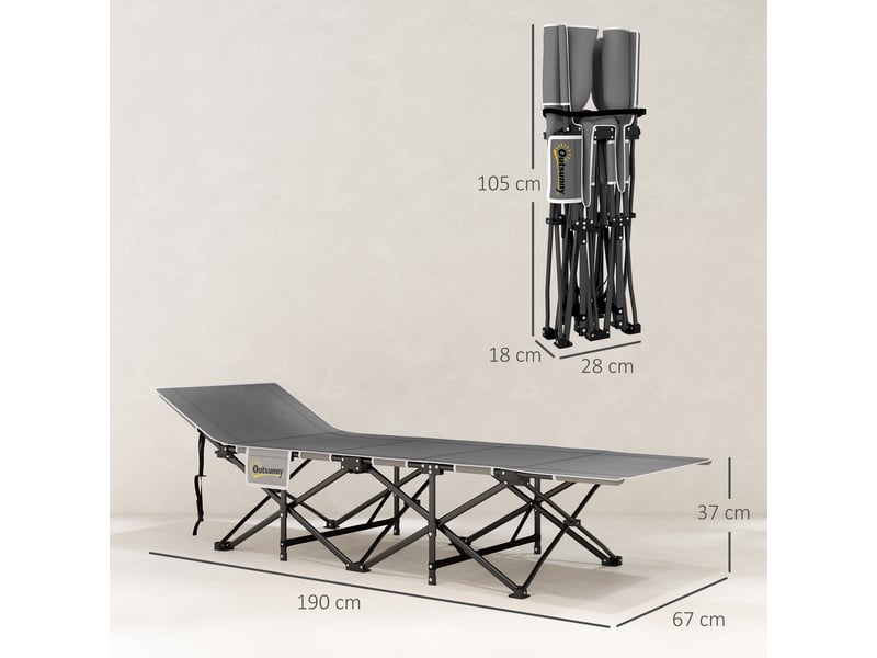  Lit de camp pliant avec matelas, ergonomique, cadre en métal, noir  - Conforama E