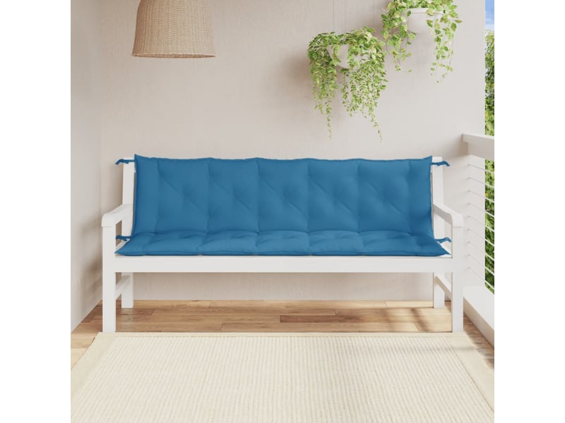 Lot de 2 coussins de banc de jardin, coussins d'assise bleu mélangé tissu cf58648 - Conforama C