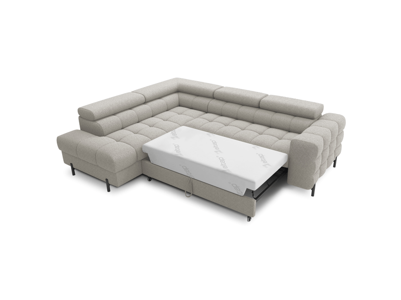  Canapé ferrum beige convertible 5 places angle gauche avec méridienne 276x93x200cm  - Conforama B