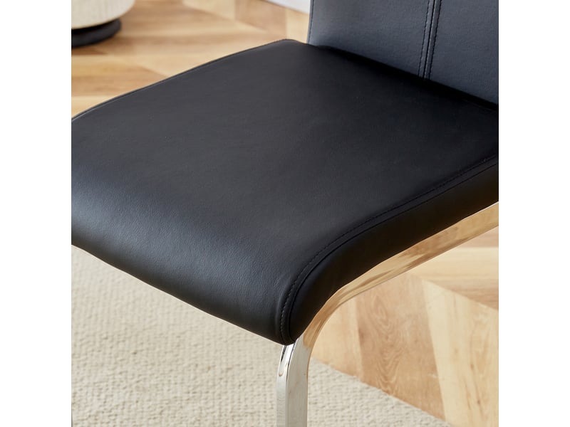 Tabourets de bar noirs en cuir pu – lot de 2 – style scandinave haut de gamme, design nordique - Conforama E