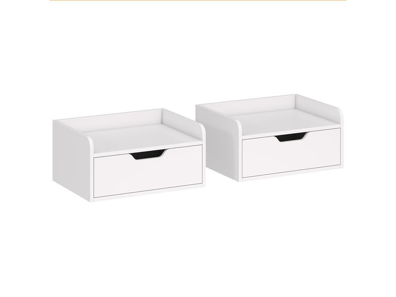  Lot de 2 tables de chevet murales tables de nuit suspendues tiroir dim. 40l x 30l x 19,5h cm plateau aspect bois  - Conforama B