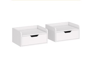 Lot de 2 tables de chevet murales tables de nuit suspendues tiroir dim. 40l x 30l x 19,5h cm plateau aspect bois