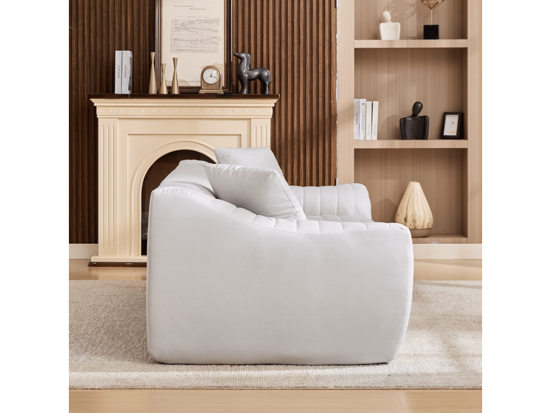  Canapé 2 places en tissu technique blanc, assise rembourrée en mousse pour salon et bureau  - Conforama D