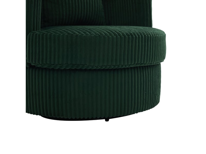  Fauteuils pivotants 76x79x78 cm, lot de 2, rotation 360°, accoudoirs rembourrés, velours côtelé vert émeraude  - Conforama E