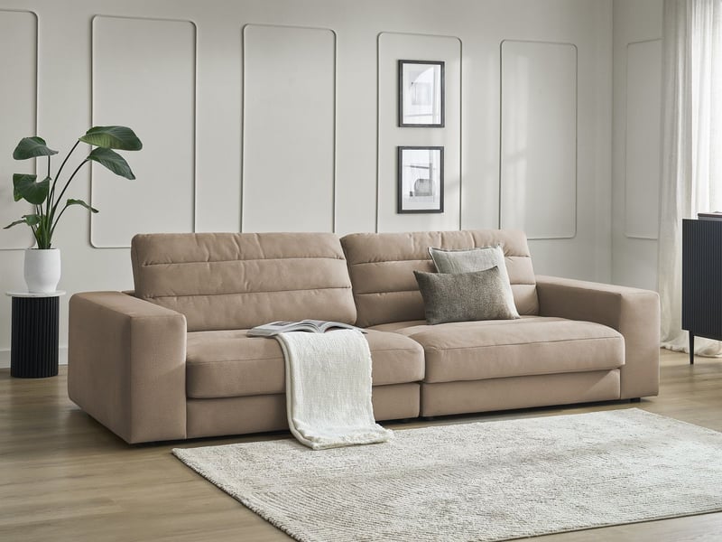  Bobochic canapé droit fixe 3 places sierra velours taupe SIERRA - Conforama B