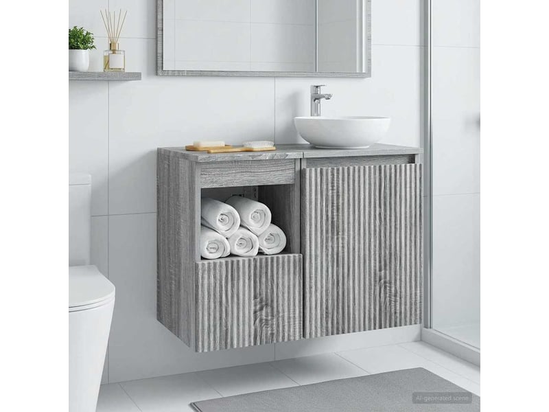  Armoire de salle de bain, meuble de rangement sonoma gris 30x41x50 cm  - Conforama D