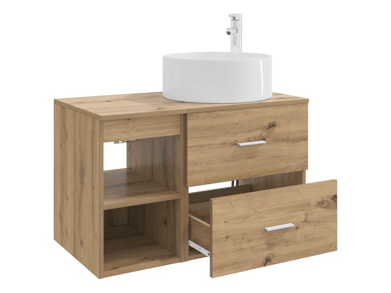 Ensemble de mobilier de salle de bain 2 pcs chêne artisanal shl5469 - Conforama D