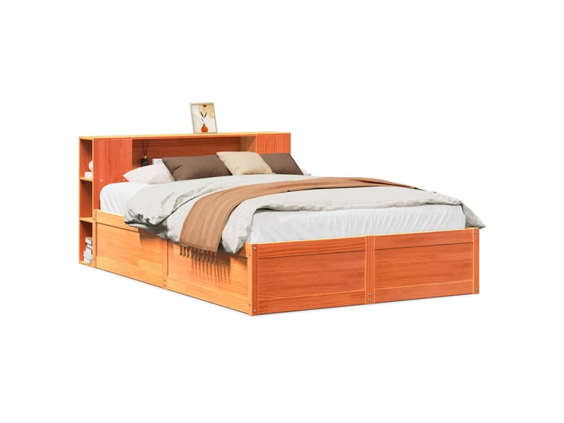  Lit double- lit adulte -  cadre de lit sans matelas  marron 135x190cm bois pin massif  - Conforama A