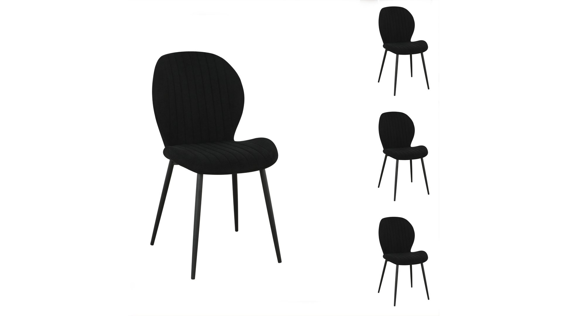 Lot de 4 chaises en tissu LOLA coloris noir noir 87 Conforama
