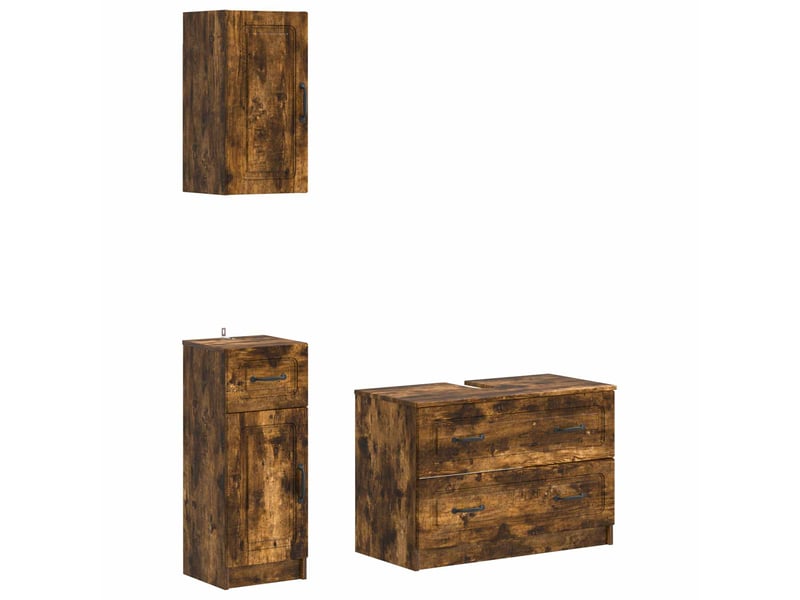 Ensemble de meuble de salle de bain 3 pièces utrecht chêne fumé cf63513 - Conforama A