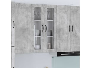 Meuble mural de cuisine, cabinet en verre mural gris béton 60x31x100cm shl2772