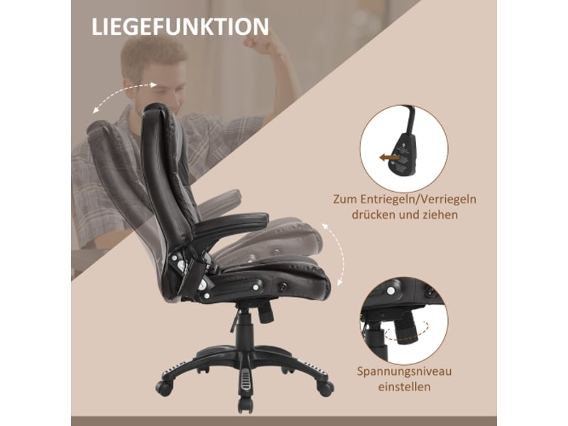  Fauteuil de bureau gaming massant, 6 points de vibration, chaleur, similicuir, ergonomique  - Conforama E