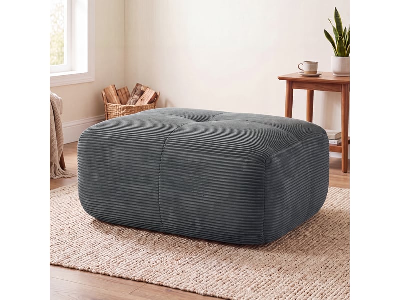  Ottoman en velours côtelé - gris - velours côtelé - 9.05 kg - design modulaire - livraison sans montage 92.5x75x40cm - Conforama B