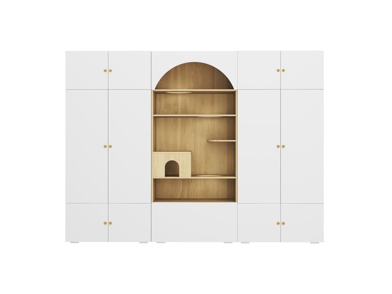 Ensemble dressing 3-en-1 avec espace félin 270x50x200 cm blanc et effet bois - Conforama D