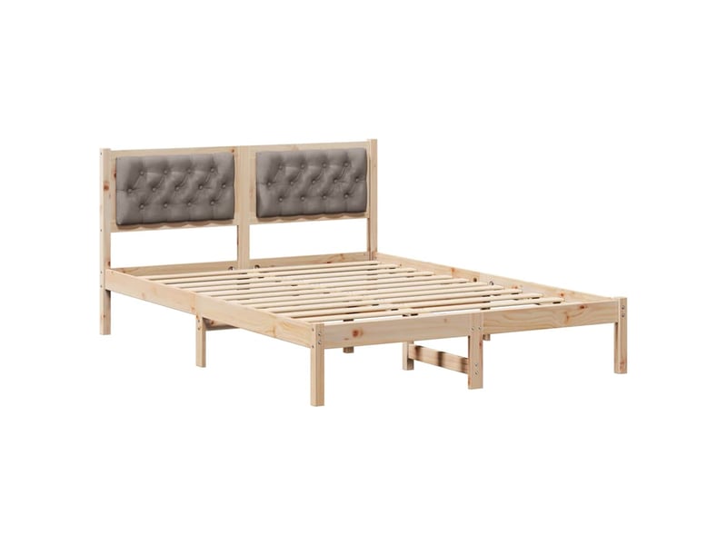  Lit double- lit adulte -  cadre de lit avec tête de lit taupe 150 x 200 cm pin massif  - Conforama A