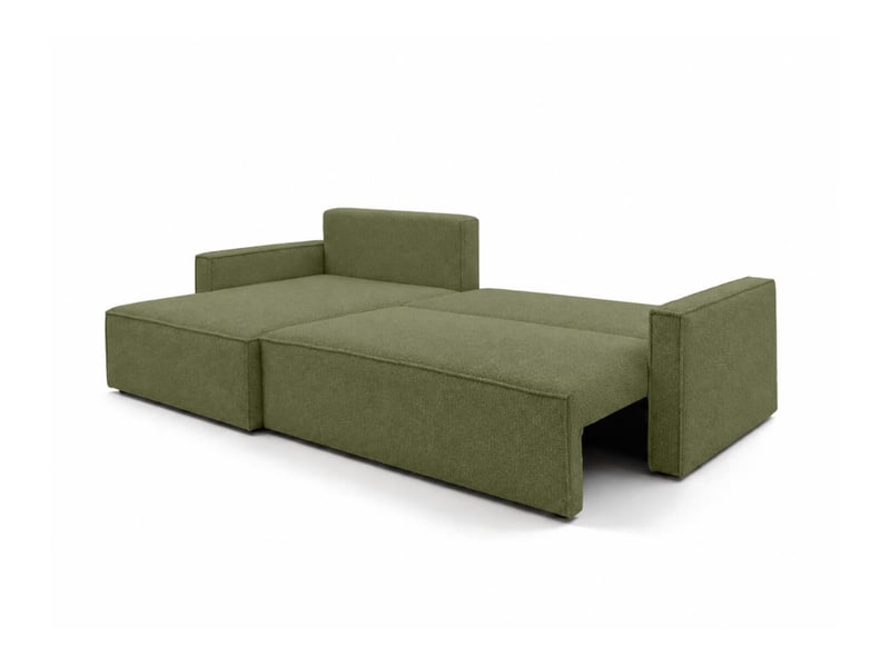  Farah - canapé d'angle max réversible et convertible 5 places accoudoirs slim en tissu bouclettes texturées  - Conforama C