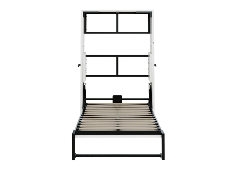 Lit escamotable mural 90x200 cm, lit enfant rabattable, métal et bois blanc, sans matelas - Conforama D