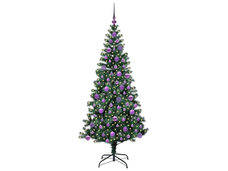  Sapin de noël - arbre de noël artificiel pré-éclairé vert 180 cm pvc et métal  - Conforama C