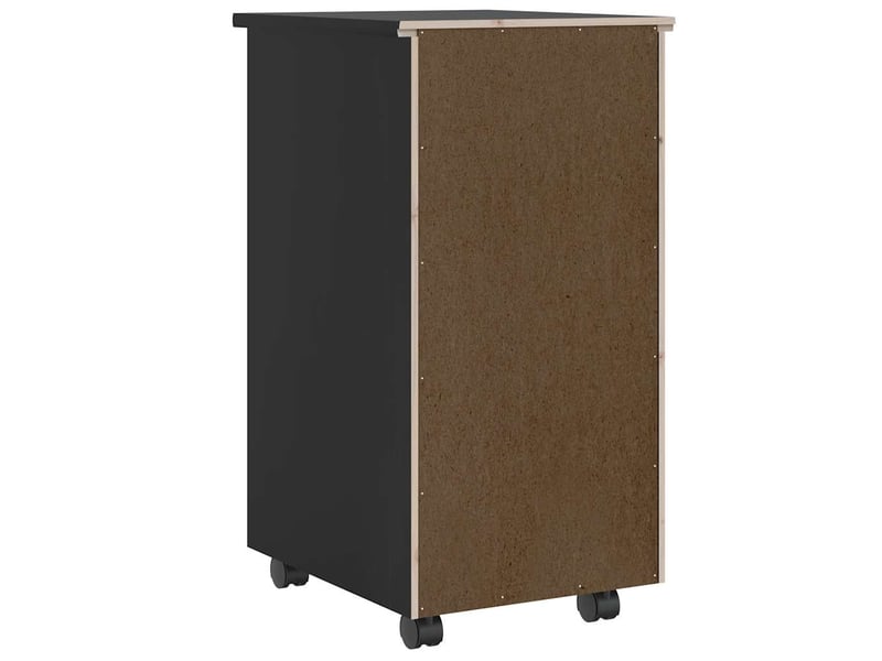  Armoire de rangement roulante avec tiroirs moss noir bois de pin solide  - Conforama E