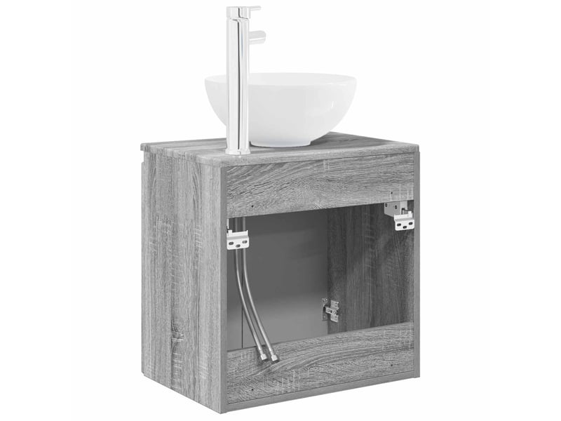 Vanité de lavabo mural, meuble de rangement sonoma gris 49.5x41x64.5 cm shl9643 - Conforama E