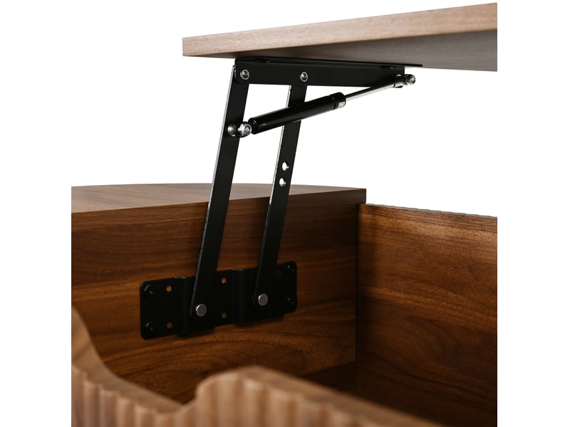  Table basse relevable ovale avec 2 portes coulissantes et rangement, finition noyer, pour salon, 110 × 48 × 57 cm  - Conforama E