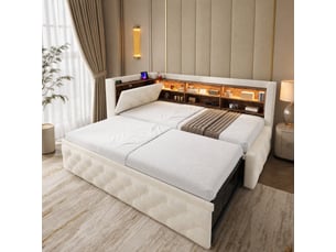 Lit gigogne 90x190 cm MAISENTIEL coloris beige