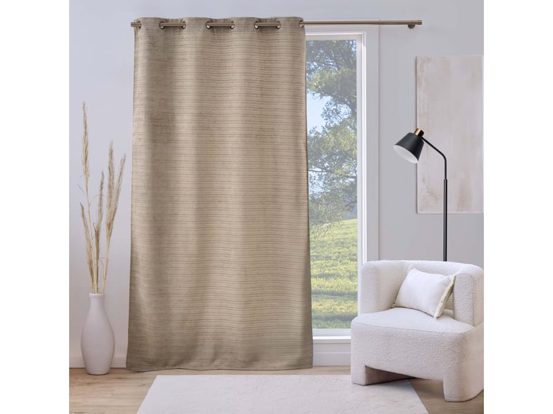  Rideau à œillets 135 x 240 cm velours uni shelby sable 1613117 - Conforama E