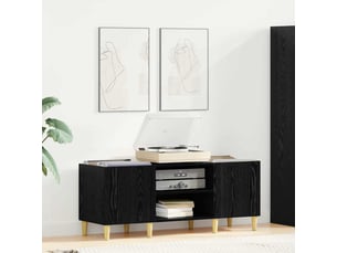 Meuble à vinyles, meuble de rangement salon 121 x 38 x 48 cm bois d'ingénierie chêne noir