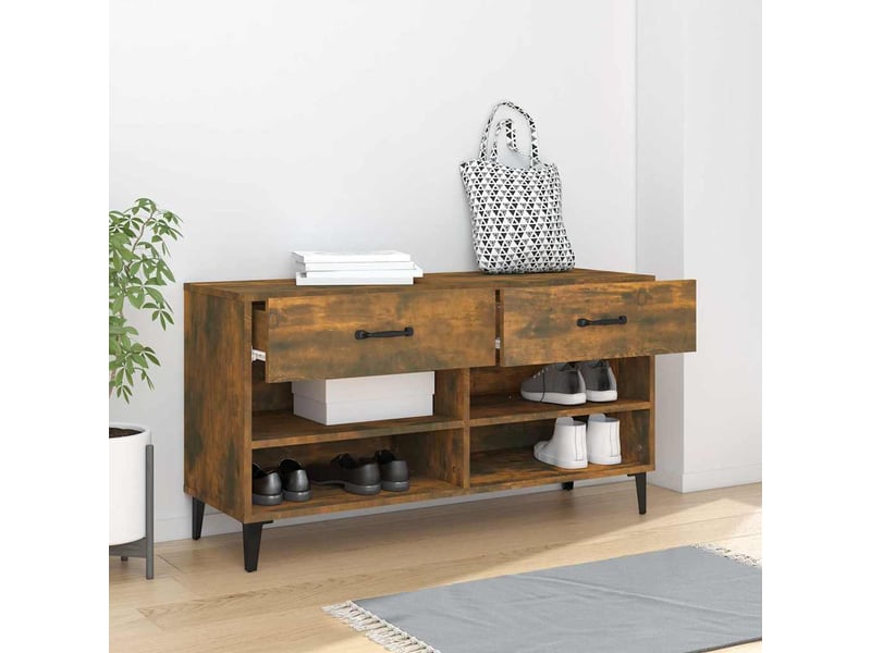  Armoire à chaussures chêne fumé 102x35x55 cm bois d'ingénierie shl2249  - Conforama C