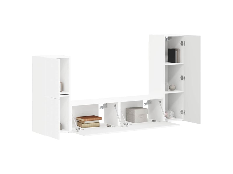  Ensemble meuble tv - banc tv - meuble de rangement 4 pcs blanc bois d'ingénierie  - Conforama C