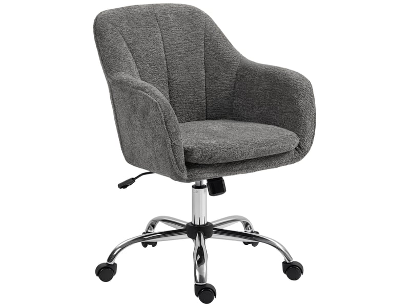  Chaise de bureau pivotante à roulettes en tissu gris  - Conforama B