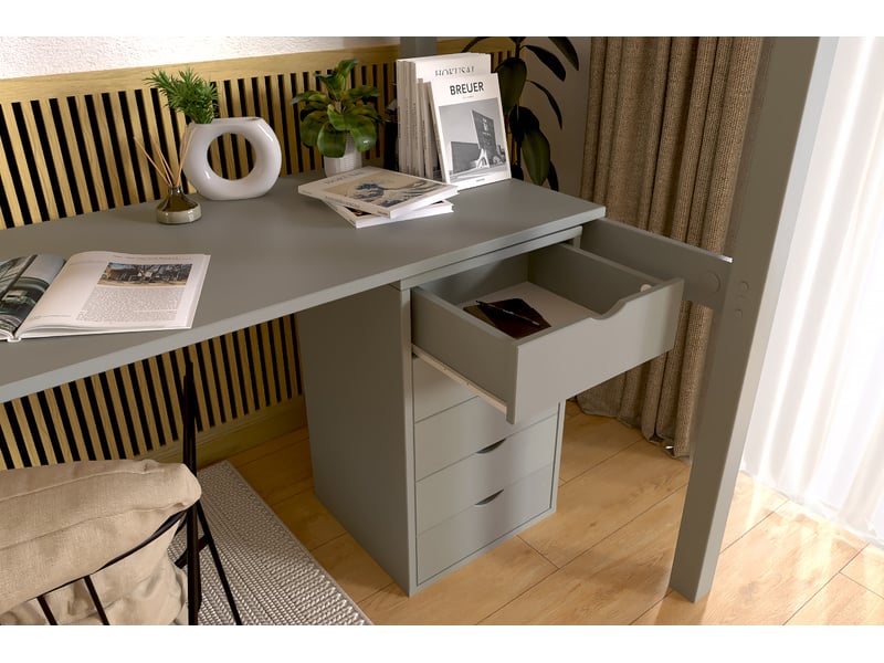 Caisson à tiroirs 5 en bois massif, gris BLOC5T-G - Conforama B