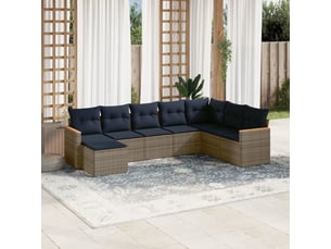 Vidaxl ensemble de canapé de jardin 8 pcs avec coussins gris résine tressée