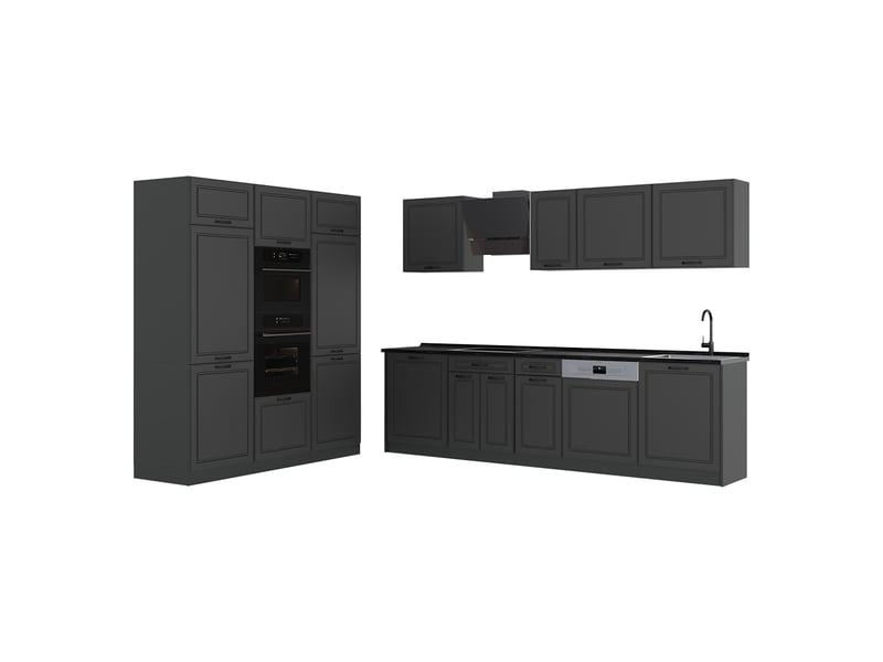 Vicco cuisine, anthracite campagneanthracite, 180cm plan de travail anthracite - Conforama A