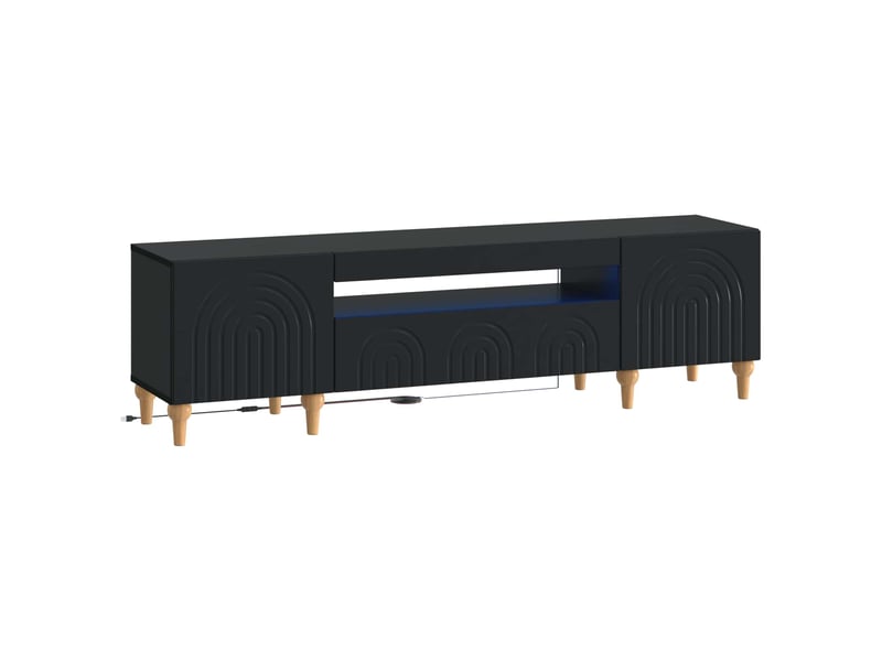 Meuble tv - banc tv - meuble de rangement led noir bois d'ingénierie - Conforama A