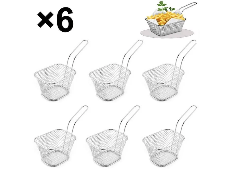  Lot de 6 paniers de friture chromés – paniers de cuisson pour frites, crevettes et calamars  - Conforama A