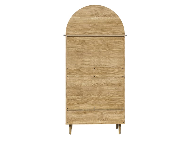  Armoire de rangement avec portes en tissu tringle étagères et tiroirs pour chambre en mdf 79×50×175 cm chêne  - Conforama E