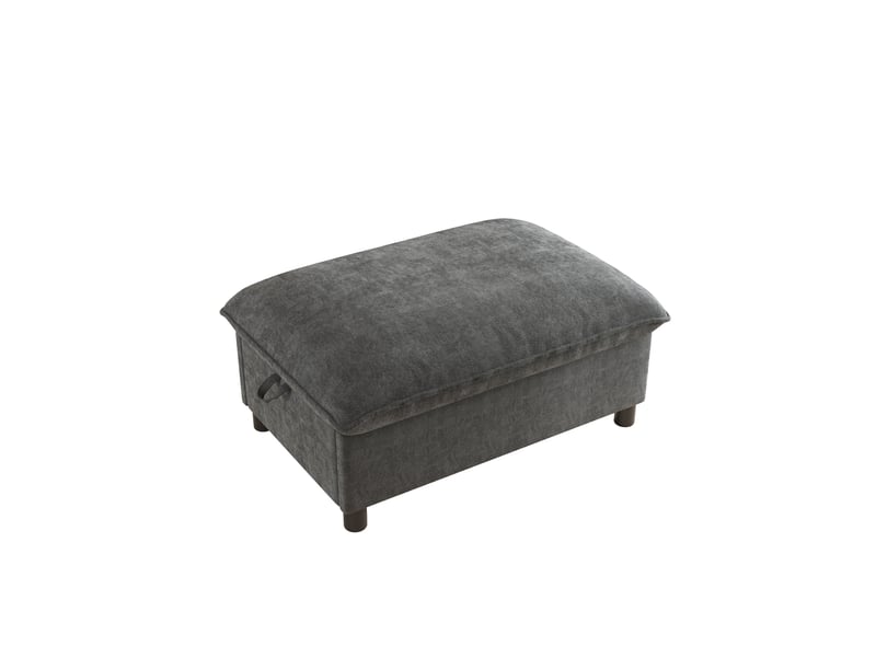  Pouf avec rangement 98 x 65 x 48 cm, repose-pieds en chenille gris, pieds de 8 cm  - Conforama A