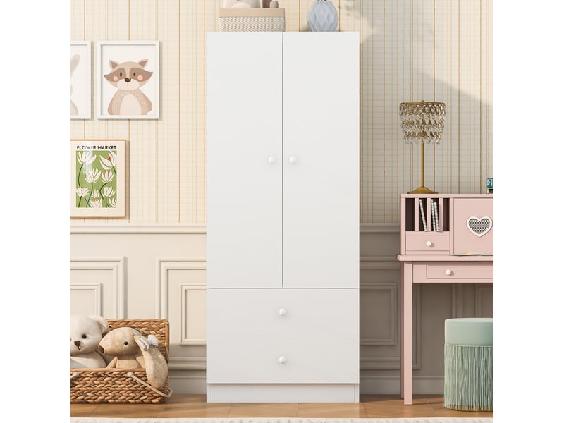  Armoire,70x40x170 cm,2 tiroirs,mdf,blanc  - Conforama E