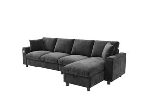 Canapé d'angle réversible convertible MAISENTIEL  4 places Tissu gris avec coffre de rangement