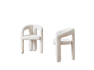 Lot de 2 chaises de salle à manger avec accoudoirs en chenille beige