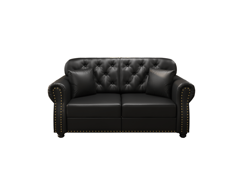  Canapé 2 places chesterfield duboisdesign simili cuir noir 160 cm  - Conforama A