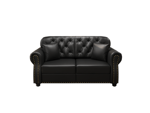 Canapé 2 places chesterfield duboisdesign simili cuir noir 160 cm