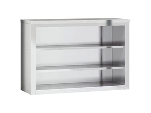 Armoire murale de cuisine en acier inoxydable 110 x 40 x 75 cm design moderne avec 2 étagères couleur argenté 02_0047582