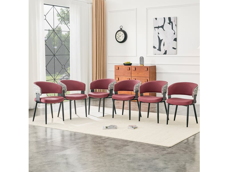  Chaise à accoudoirs à dossier divisé en pu rouge  - Conforama D
